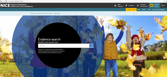 NHS Evidence 2015 screen shot